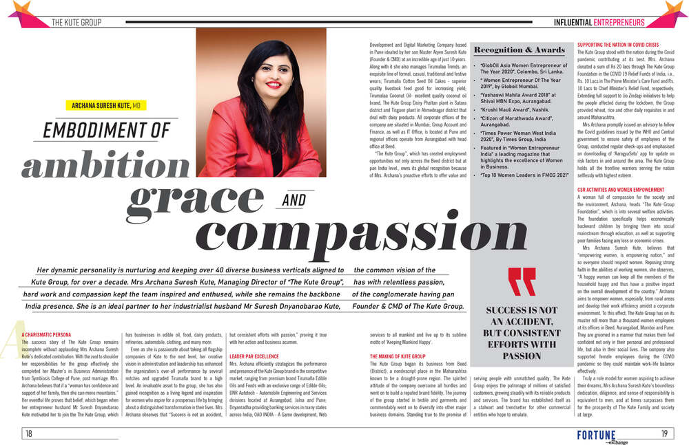 Archana kute featured in fortune india