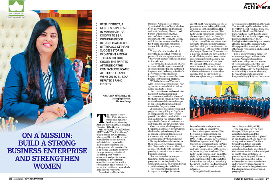 Archana Kute featured in ‘Outlook Business’ Magazine
